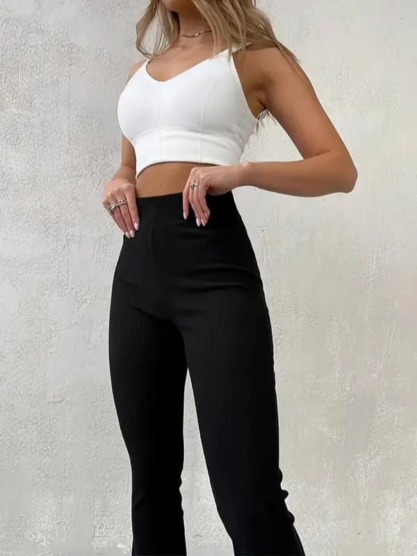 Women's Ribbed High Waist Flare Leg Leggings