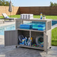 Wooden Outdoor Buffet Cabinet with Storage, Grey Patio Bar Table & Sideboard