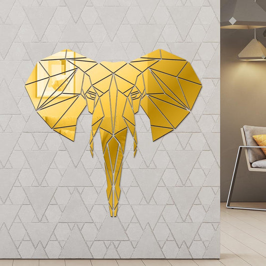 Geometric Elepahnt Acrylic Mirror Wall Stickers Home Decor Decals