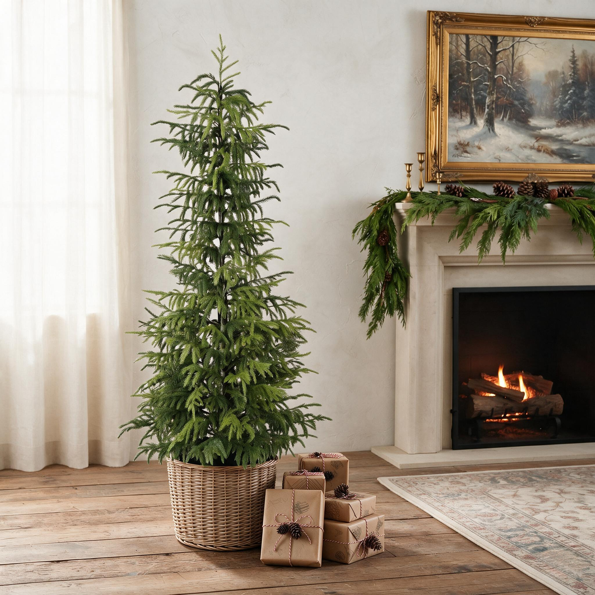 5FT Artificial Norfolk Pine Tree, Real Touch Faux Potted Plant for Christmas & Indoor Decor