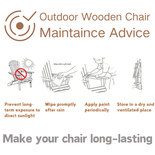 Oversize Folding Wooden Adirondack Chair, Pre-Assembled Patio Chair for Outdoor