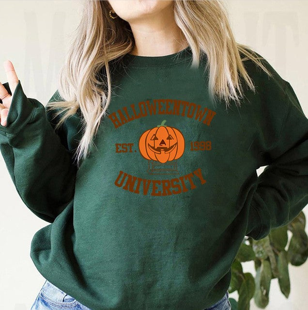 Women's Ghostly Fall Retro Halloween University Sweatshirt