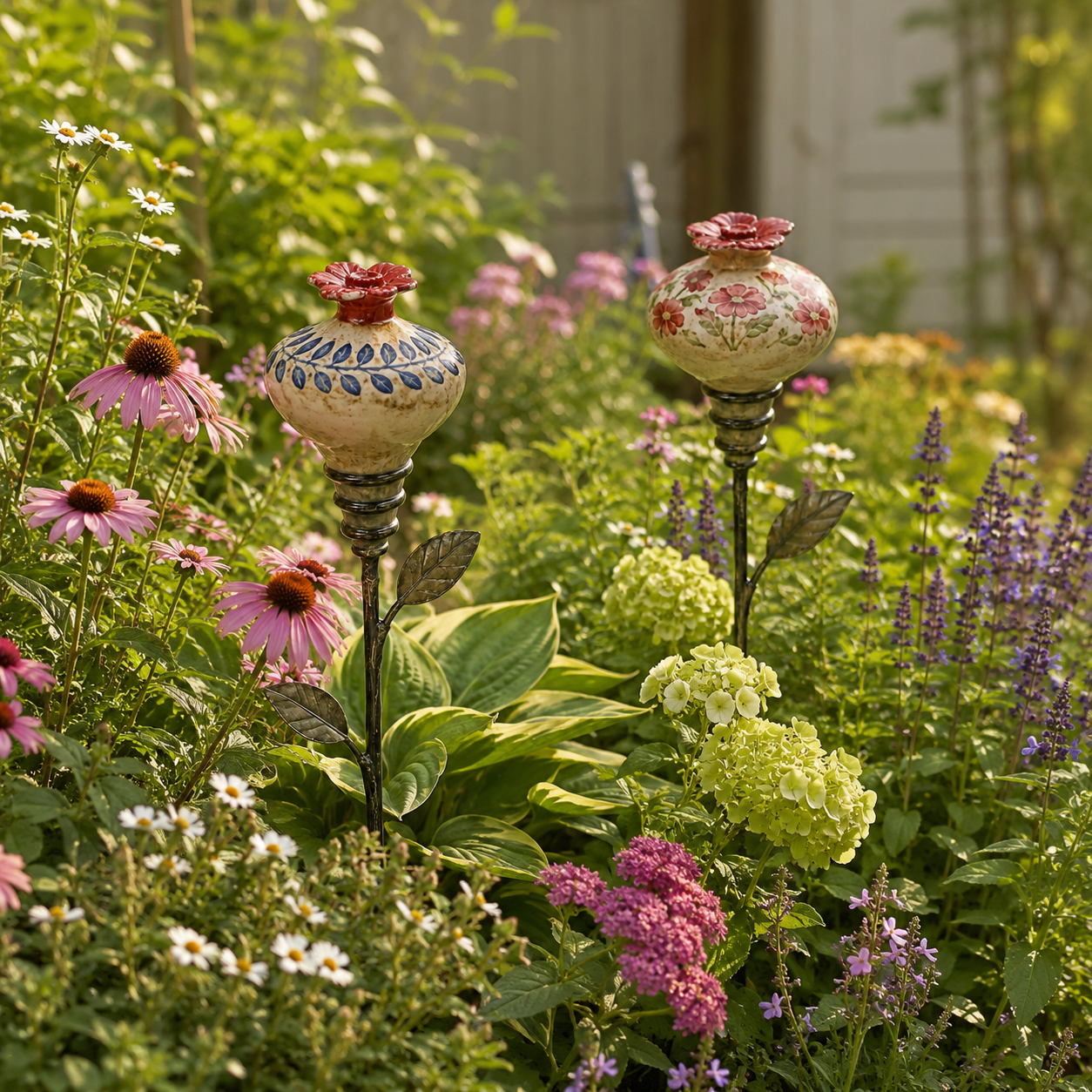 Keramische Bloem Kolibrievoeder – Romantische Tuinsfeer Met Een Vintage Touch!