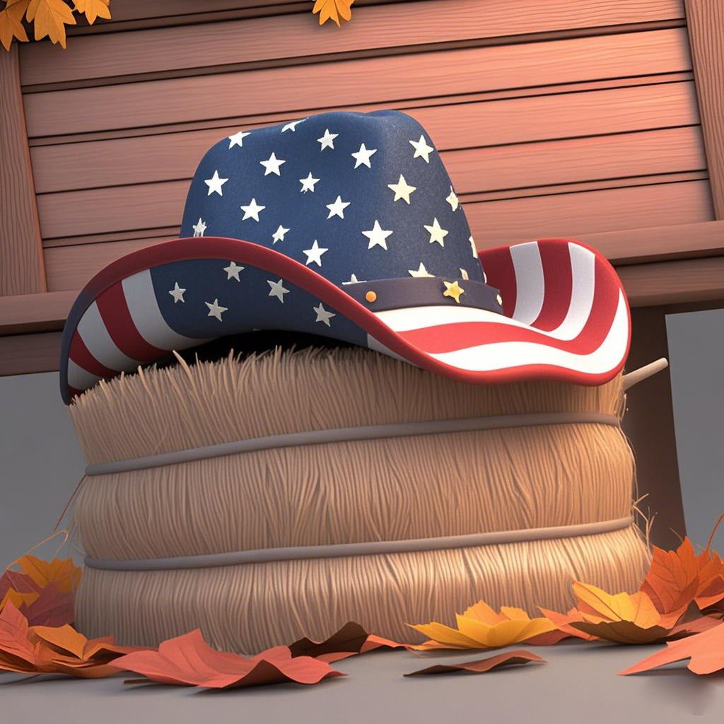 Vintage USA American Flag Cowboy Hat