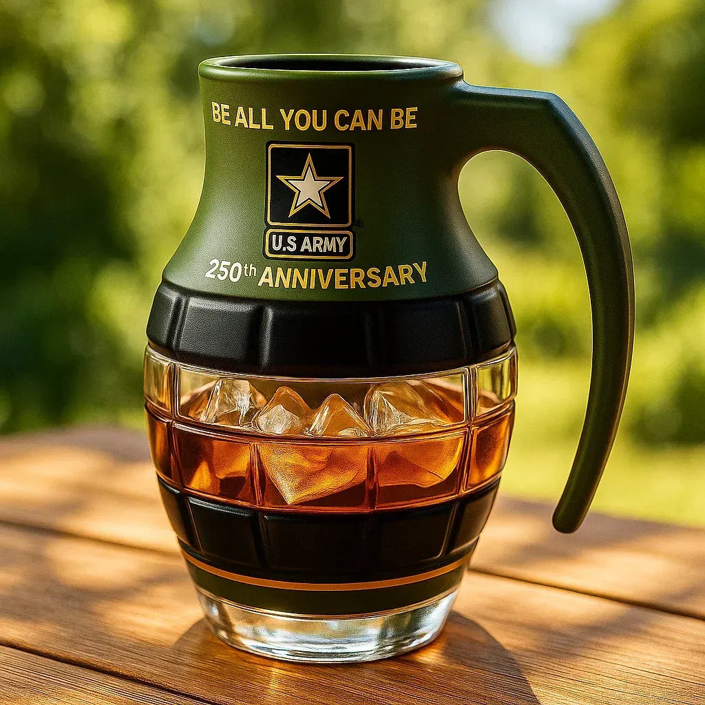 250th Anniversary Military Hand Grenade Whiskey Glass