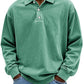 Men's Fashion Retro Washed Distressed Cotton Lapel Long Sleeve Polo Shirt