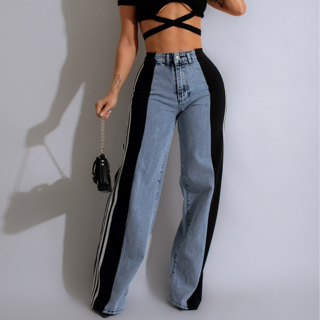 Casual High-waist Stretch Straight-leg Jeans