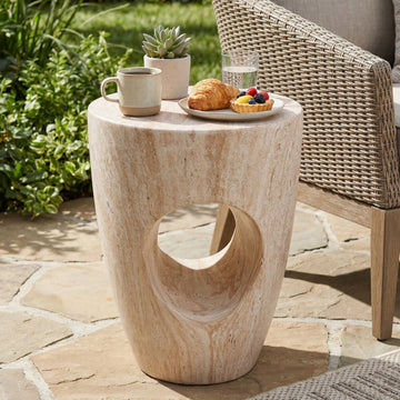 Modern MGO Side Table, Faux Marble Outdoor Garden Stool & Indoor End Table