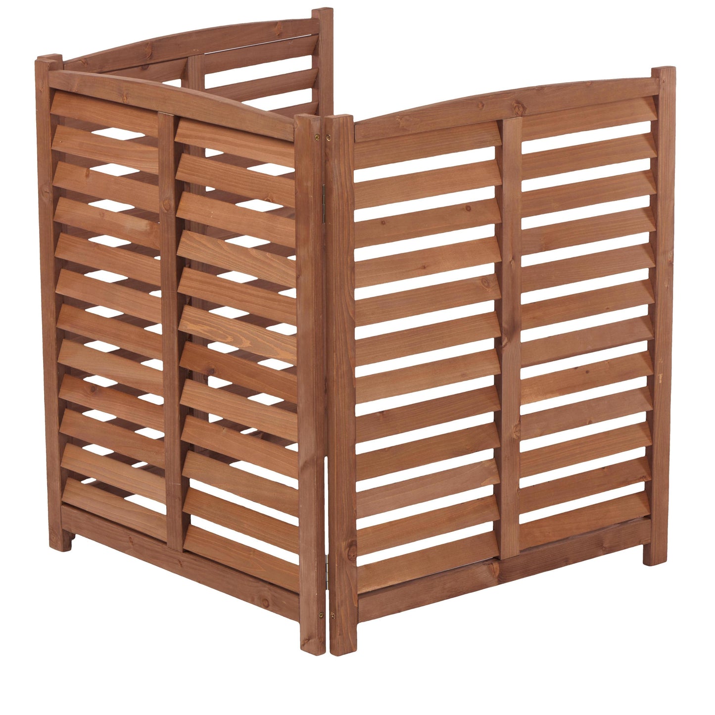 3-Panel Wooden Privacy Screen Fence, Outdoor Air Conditioner Cover for Yard, Brown