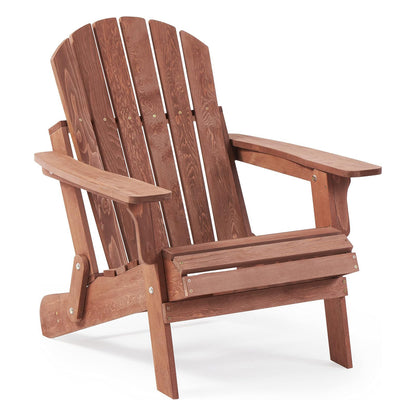 Oversize Folding Wooden Adirondack Chair, Pre-Assembled Patio Chair for Outdoor
