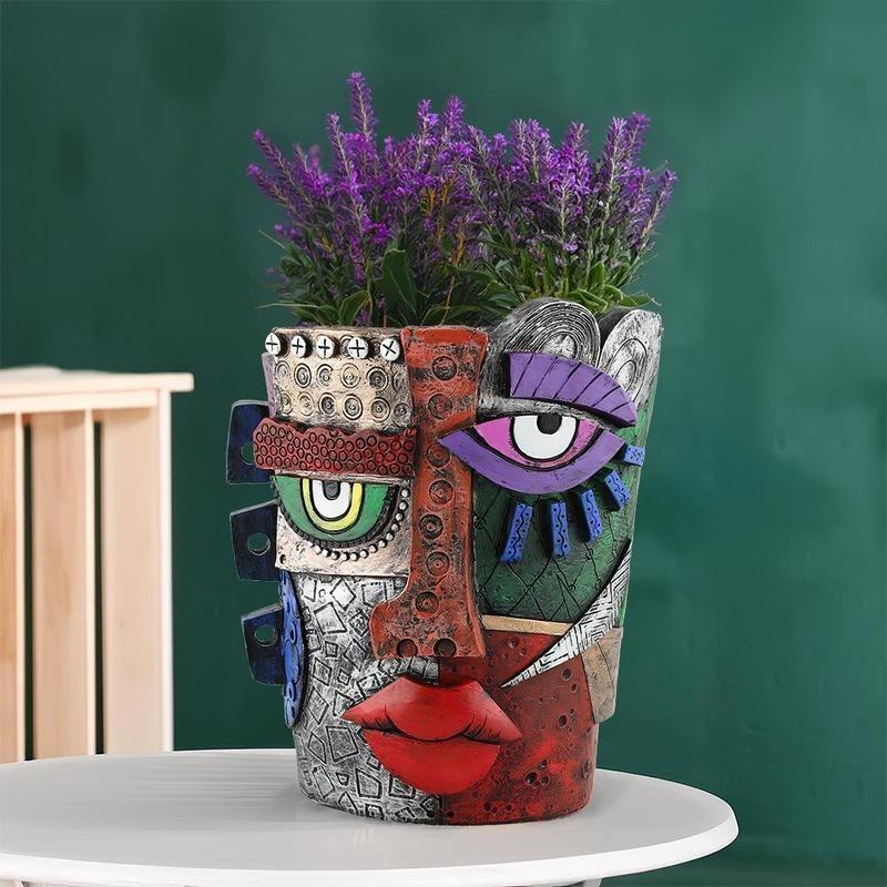 Abstract Face Design Flower Pot