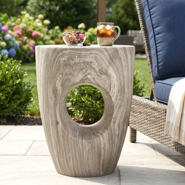 Modern MGO Side Table, Gray Marble Outdoor Garden Stool & Indoor End Table