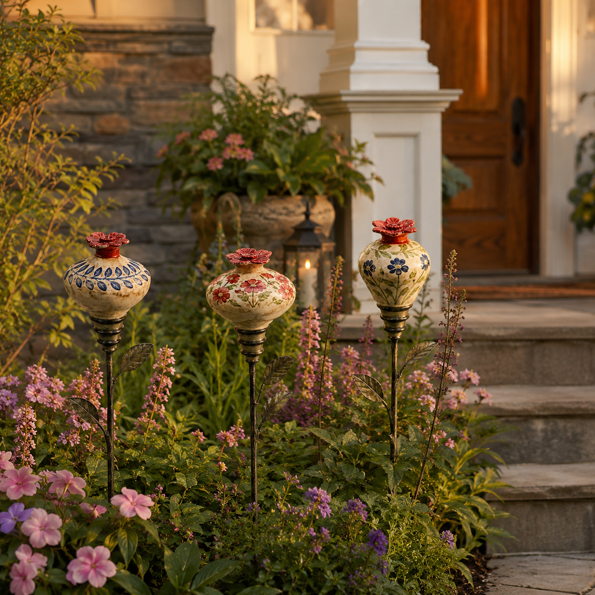 Keramische Bloem Kolibrievoeder – Romantische Tuinsfeer Met Een Vintage Touch!