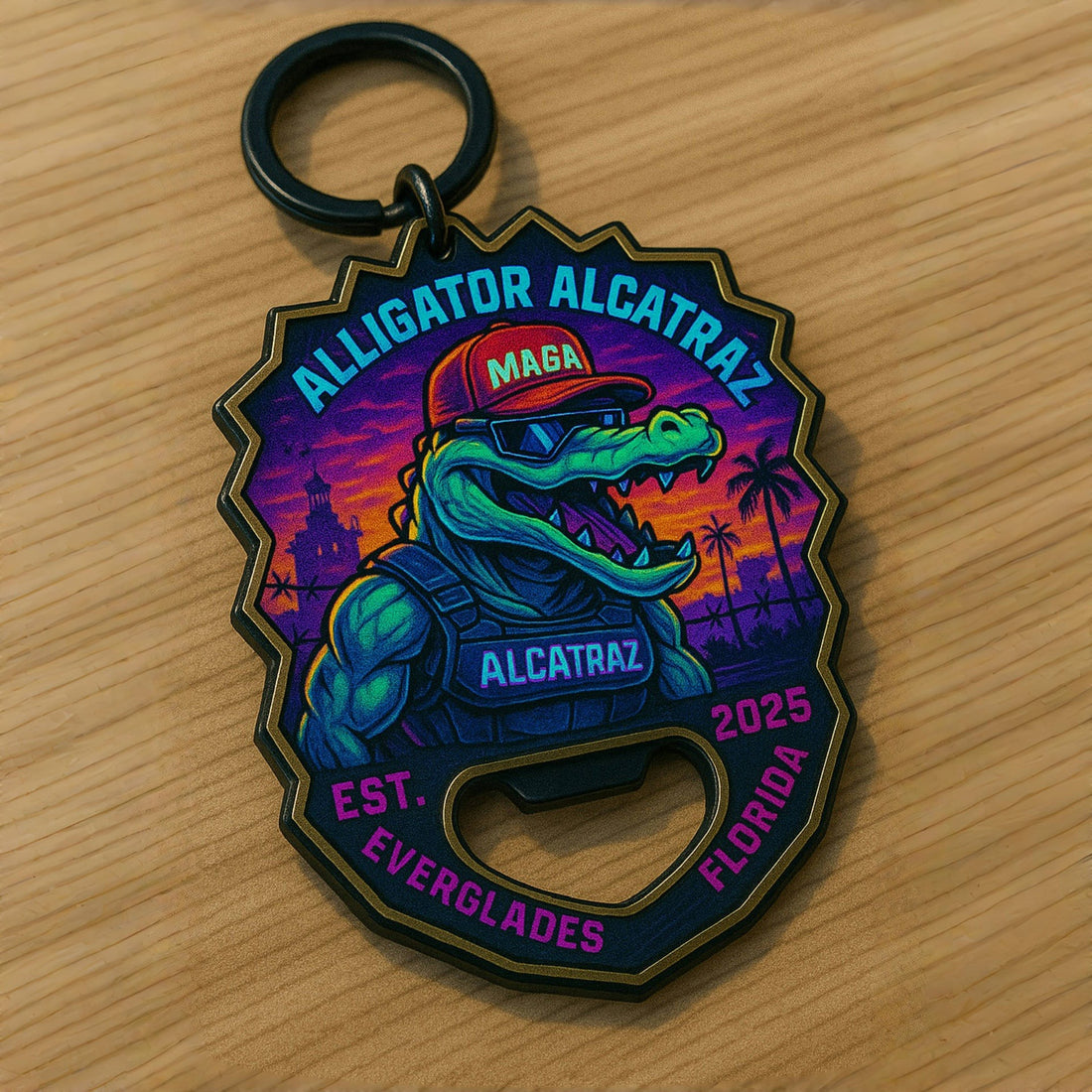 Alligator Alcatraz Bottle Opener Keychain