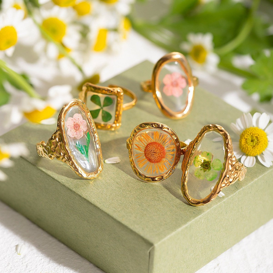 Stainless Steel Gold Eternal Flower Ring