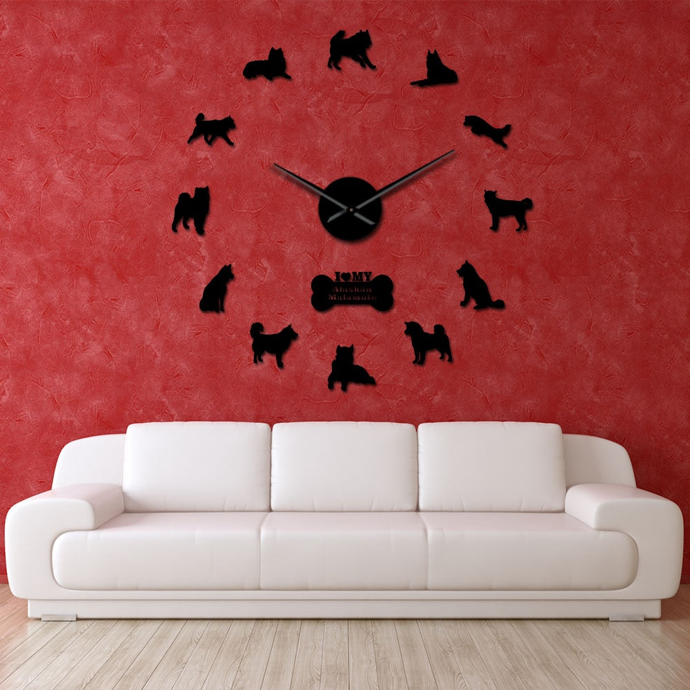 Alaskan Malamute Dog Large Frameless DIY Wall Clock