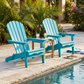 Folding Wooden Adirondack Chair with Embossed Grain, Solid Wood Patio Chair, Turquoise