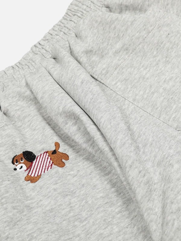 Unisex Embroidery Puppy Baggy Barrel Sweatpants