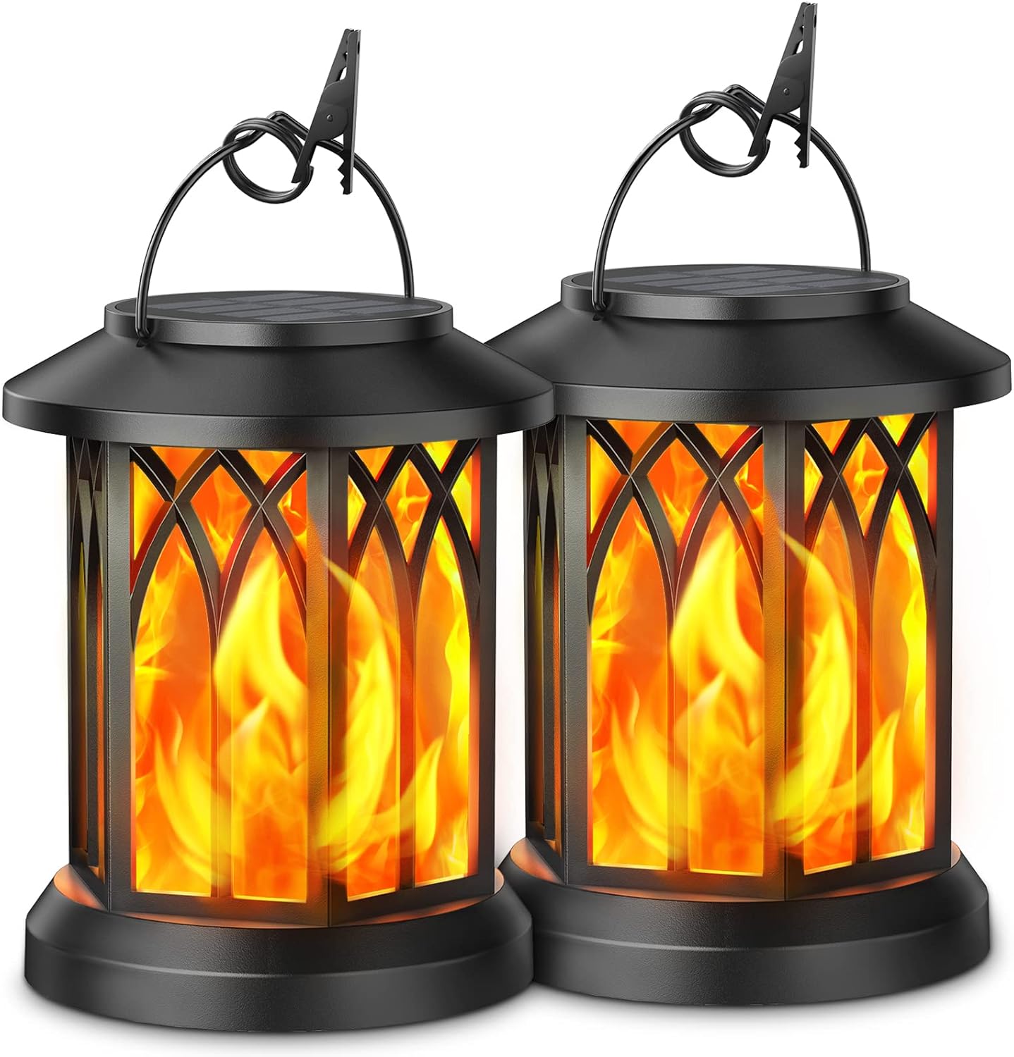 Upgraded Flickering Flame Solar Lantern Outdoor Waterproof Light