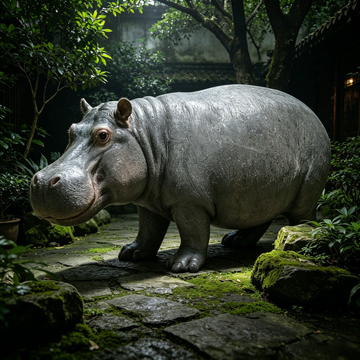 Majestic 27.5" Lifelike Hippopotamus Garden Statue – Hand-Painted Resin Hippo Wildlife Sculpture with Detailed Skin Texture, Weatherproof Outdoor Decor for Lawn, Patio, Yard & Pond Landscaping