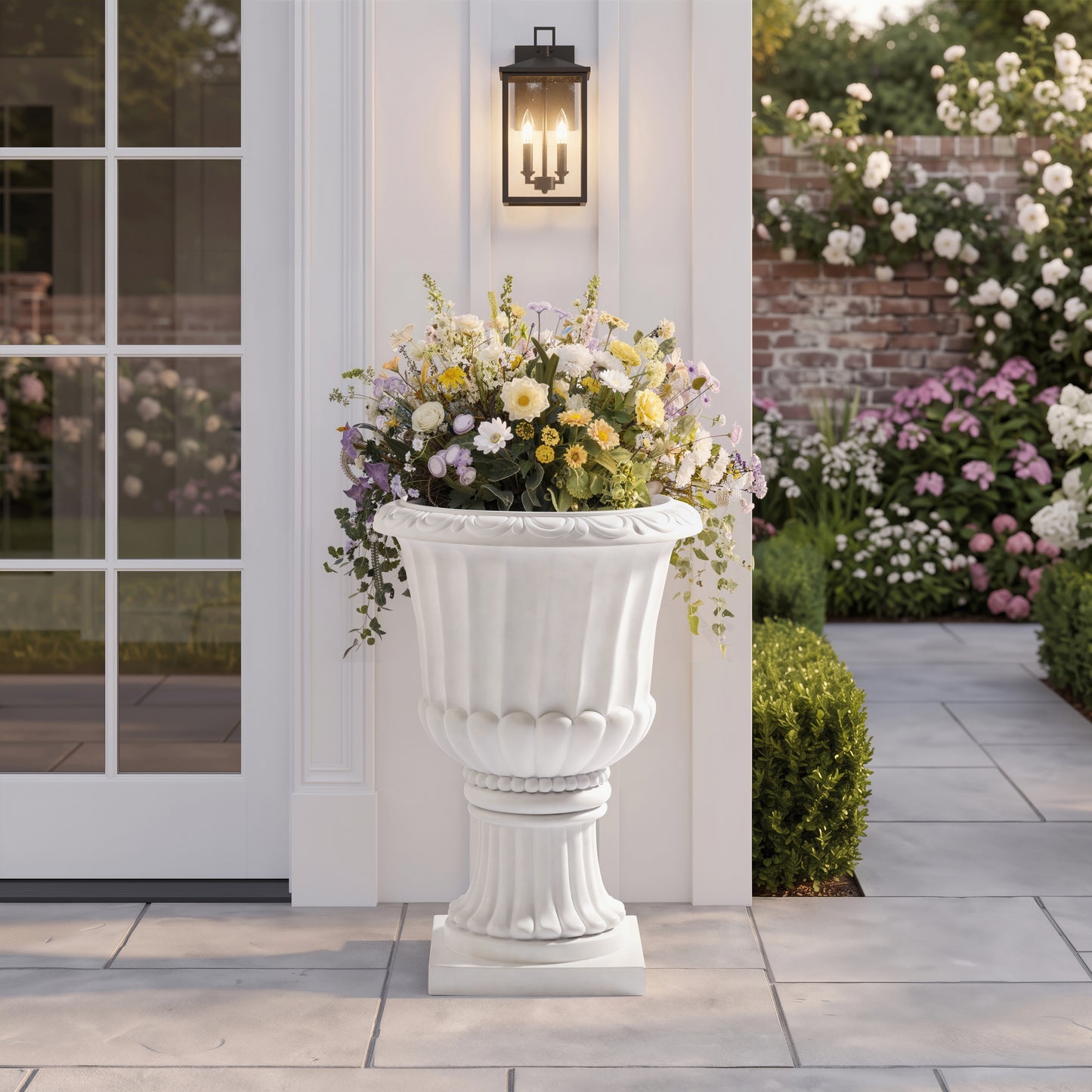 Classic European Pedestal Urn, Large Capacity Outdoor Planter for Garden