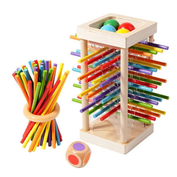 Wooden Stick Game, Colorful Educational Toy for Cognitive Development and Focus Training, Includes Mixed Colors Sticks and one-level Puzzle