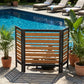 3-Panel Wooden Privacy Screen Fence, Outdoor AC Cover for Backyard Garden