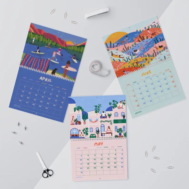 2026 Illustrated Wall Calendar: Peaceful Escapes Art Print