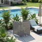 3-Panel Wooden Privacy Screen Fence with Lattice Design, Outdoor AC Cover, Grey