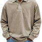 Men's Fashion Retro Washed Distressed Cotton Lapel Long Sleeve Polo Shirt