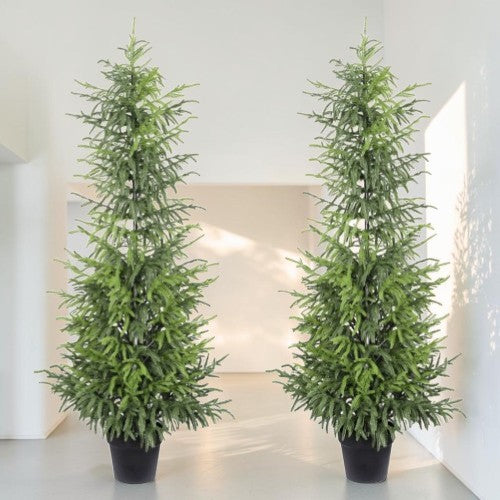 4FT Artificial Norfolk Pine Trees, 2 Pack Real Touch Faux Potted Plants for Christmas