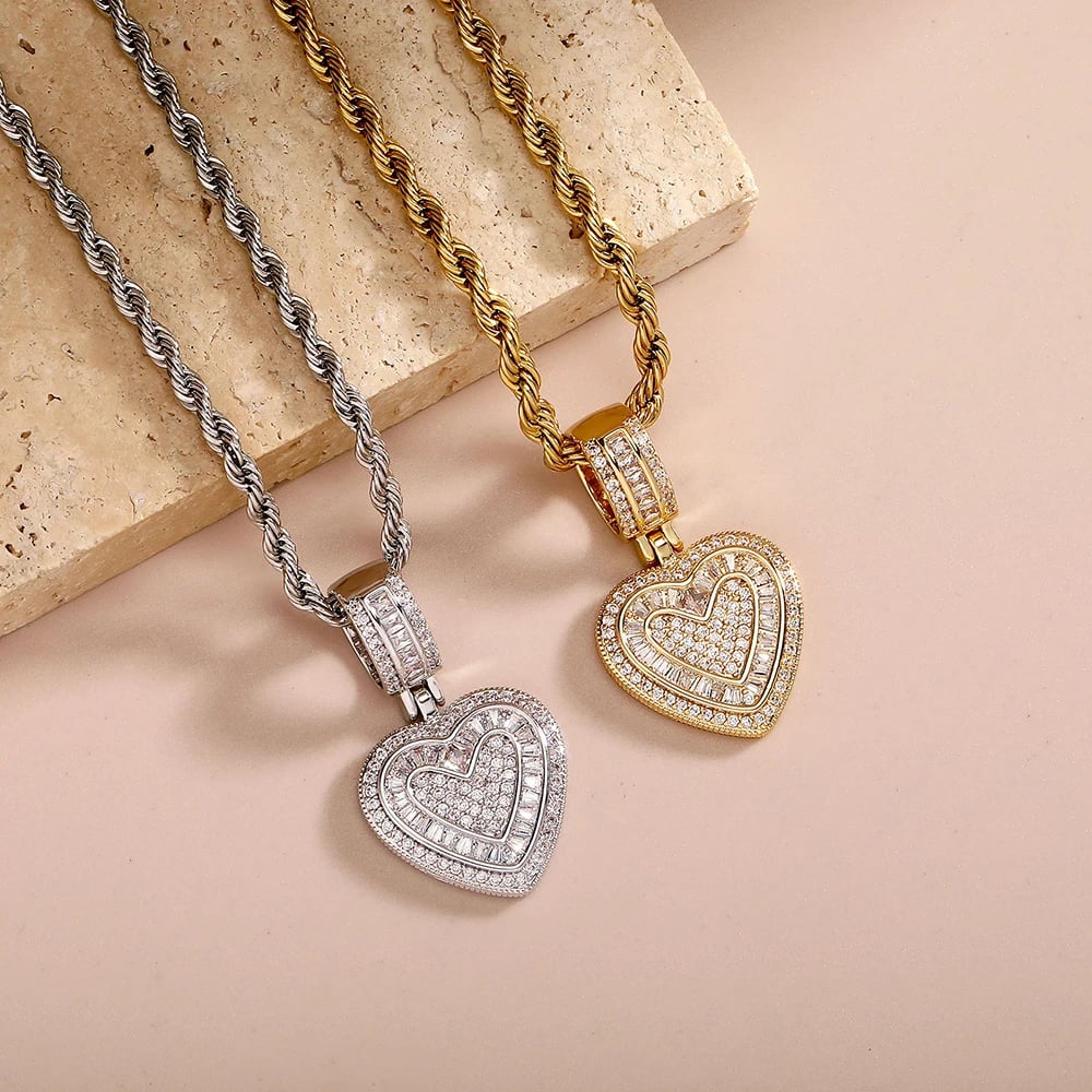 Cubic Diamond Heart Pendant Necklace