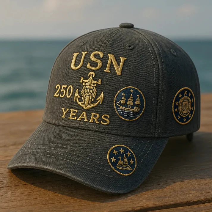 US Navy 250 Years - Heritage Embroidered Cap Series - Navy Hats for Men