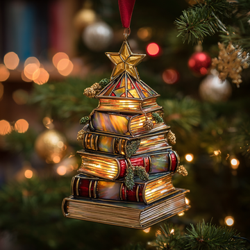 Book Lover’s Christmas Tree Ornament – Stacked Books Holiday Decoration