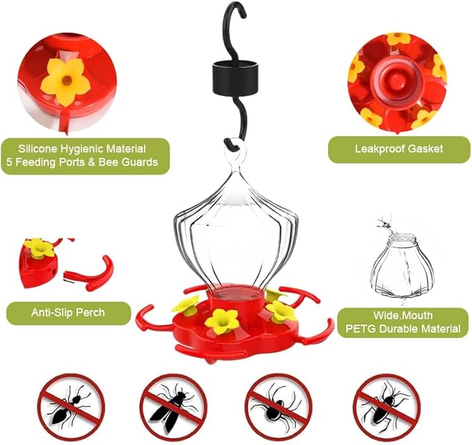 Ant and Bee Proof Outdoor Hummingbird Feeder