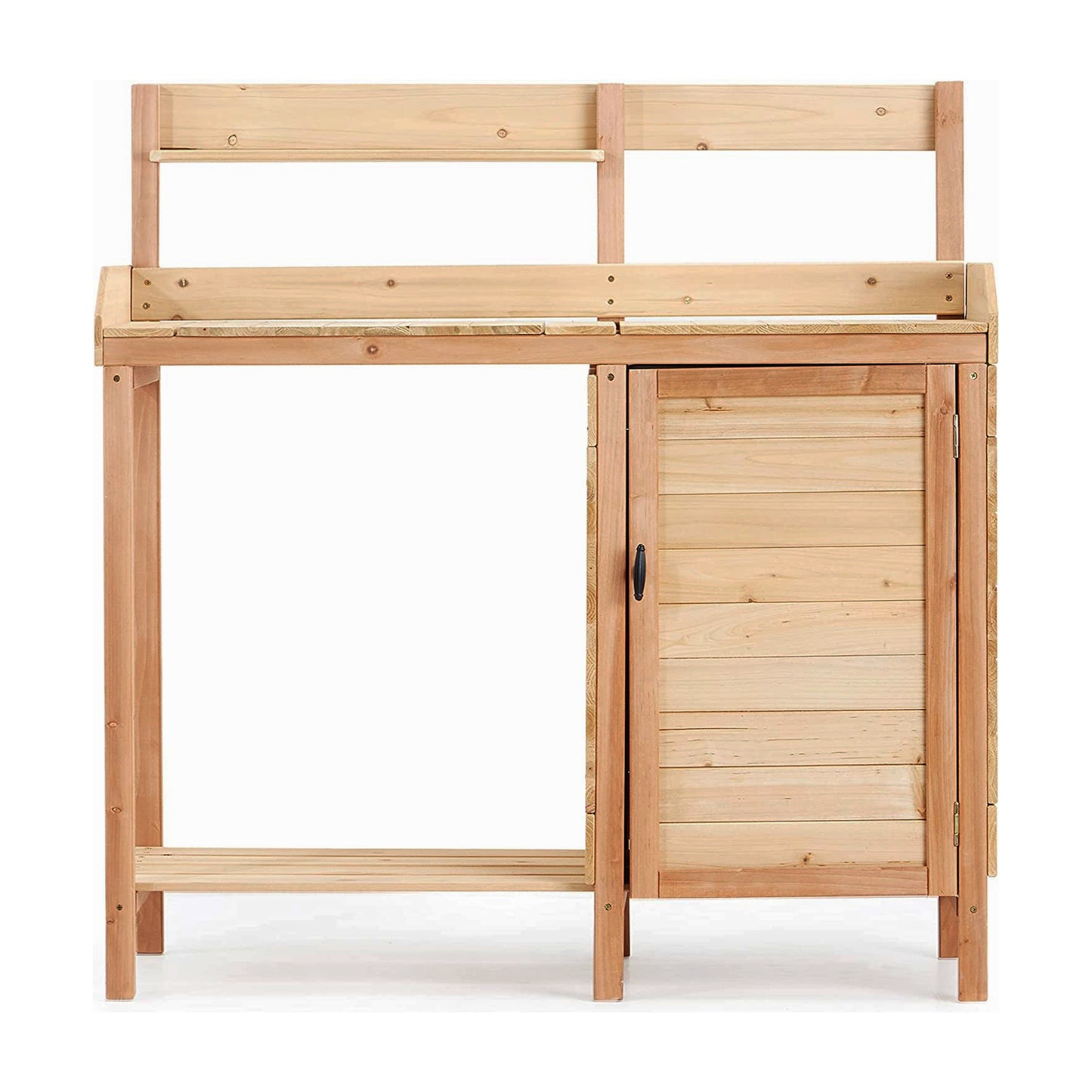 Wooden Potting Bench with Sink & Storage, Outdoor Garden Workstation Table