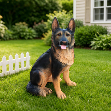Realistic German Shepherd Statue, Outdoor Dog Figurine for Garden & Yard Decor