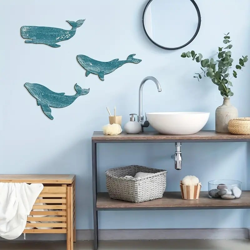Handmade Whale Wall Decor Set of 3
