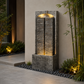 Modern Cascading Wall Fountain, 39" LED Lighted Weather-Resistant Garden Water Feature