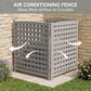 3-Panel Wooden Privacy Screen Fence with Lattice Design, Outdoor AC Cover, Grey