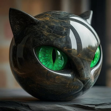 Stately Residence Accent and Refined Present Masterpiece - Opulent Black Cat Sculpture