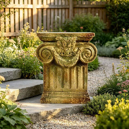 19.29" Roman Column Pedestal Stand, Antique MGO Greek Pillar Plant Holder for Indoor Outdoor
