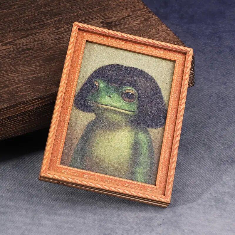 Funny Frog Magnet - Mini Fridge Magnet with Green Frog and Haircut