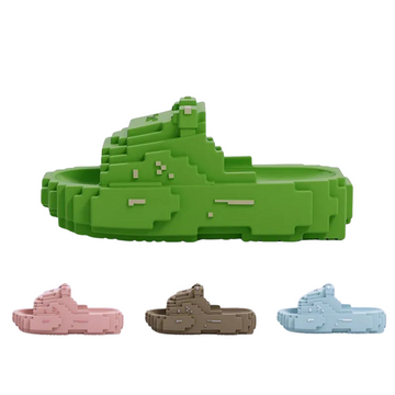 Quirky Pixelated Cartoon Slippers