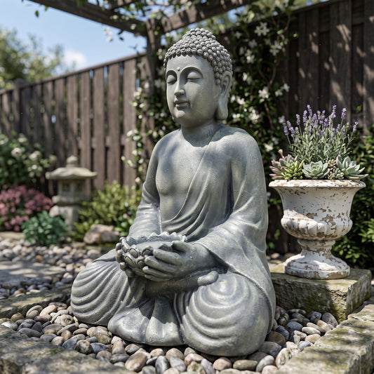 Zen Buddha Statue, Weatherproof MGO Sculpture for Garden & Courtyard Decor