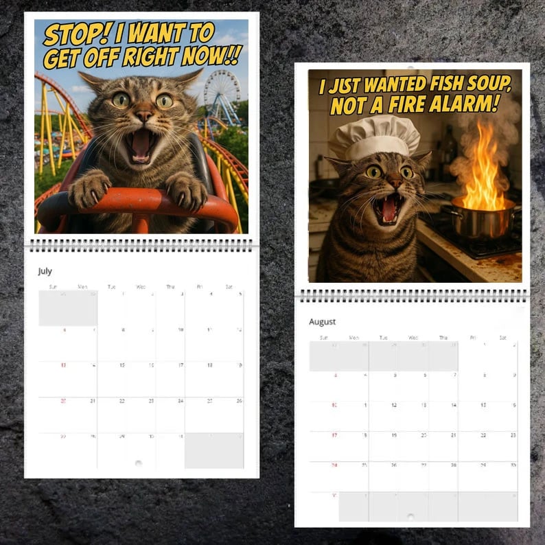 Funny 2026 Calendar Screaming Cats