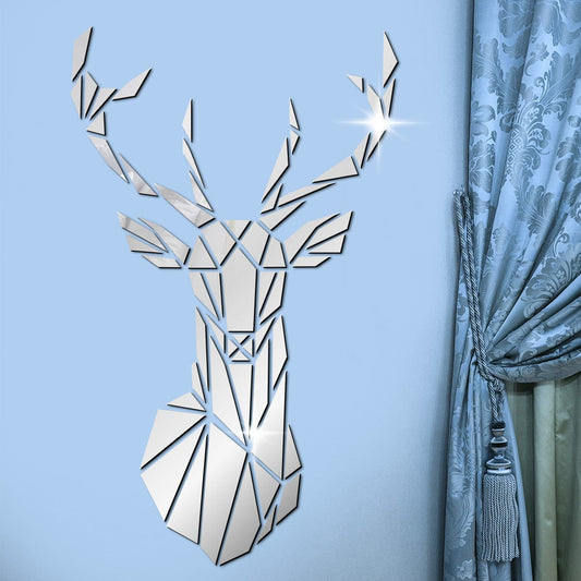Geometric Deer Antler Head Acrylic Mirror Wall Stickers Home Decor Decals Deer Hunting Gift
