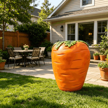 Oversized 16" Carrot Shaped Resin Stool – Heavy-Duty Multi-Functional Side Table & Plant Stand, Whimsical Garden Decor for Patio, Balcony, Yard & Indoor Playroom, Weatherproof