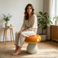 13.4" Oversized Mushroom Stool, Heavy-Duty Resin Side Table in Red, Orange & Green for Patio
