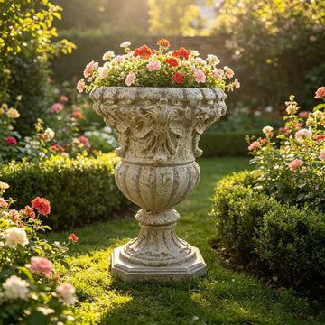 Majestic 23" Antique Rustic MGO Garden Urn Planter – Hand-Painted Weathered Stone Finish, Heavy-Duty Outdoor & Indoor Flower Pot for Patio, Front Porch, Entryway & Landscape Decor